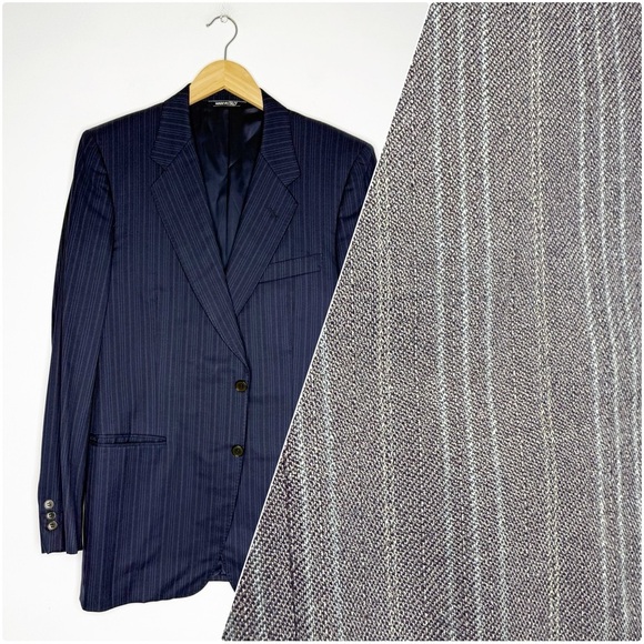 Canali Men’s Navy Blue Striped Wool Blazer Sport Coat Size 52R (Fits US 42R) - Picture 1 of 9